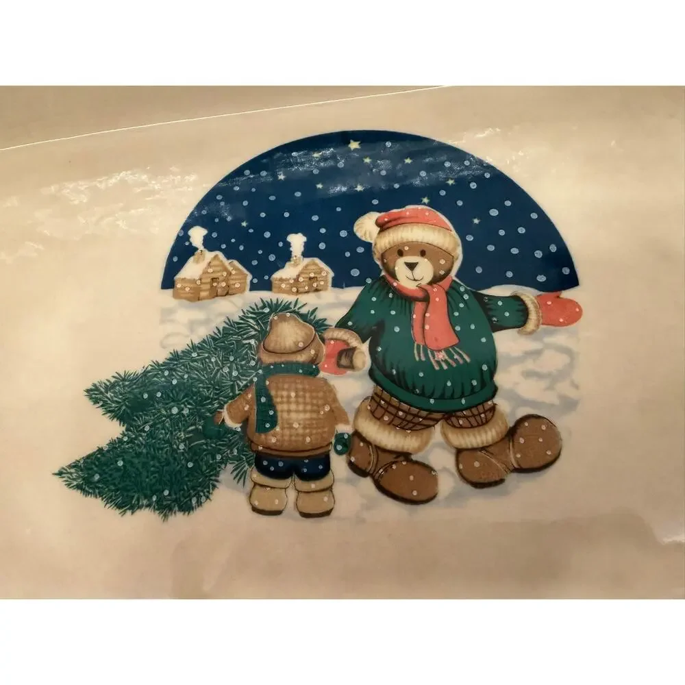 Country Bear with Christmas Tree‎ Stoneware Dish